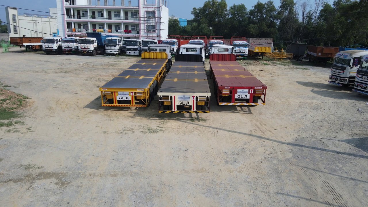 GoldLine Flatbed Trailers rear aerial view